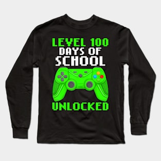 Level 100 Days Of School Completed Gaming Controller Long Sleeve T-Shirt